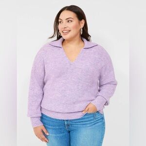 Lane Bryant NWT Lilac Collared Pullover Sweater Softcore Preppy Plus Size 22/24